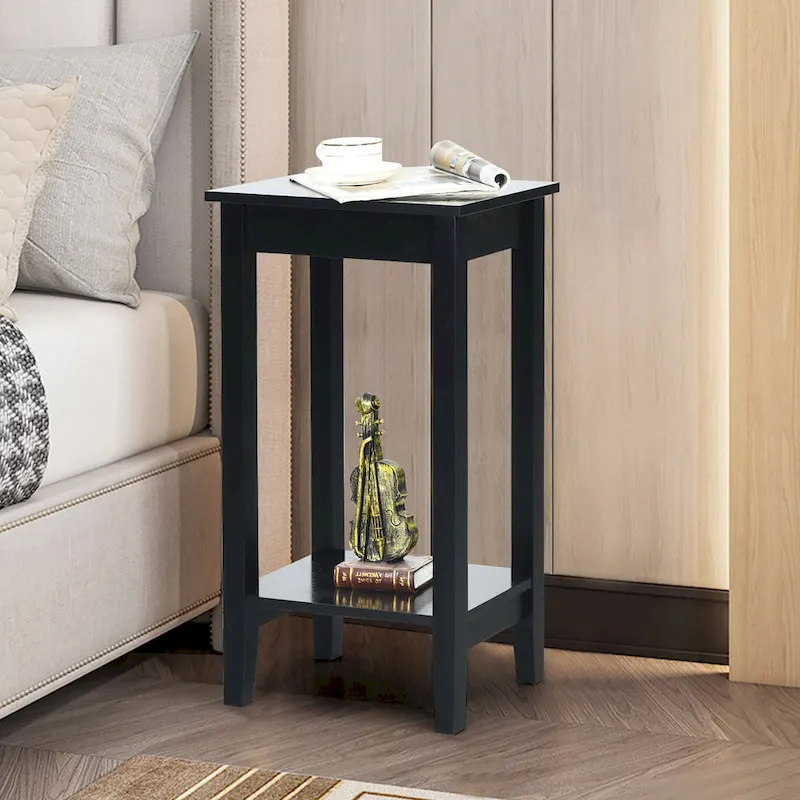Tall Nightstand 2 Tier End Table Sofa Narrow Bedside Table