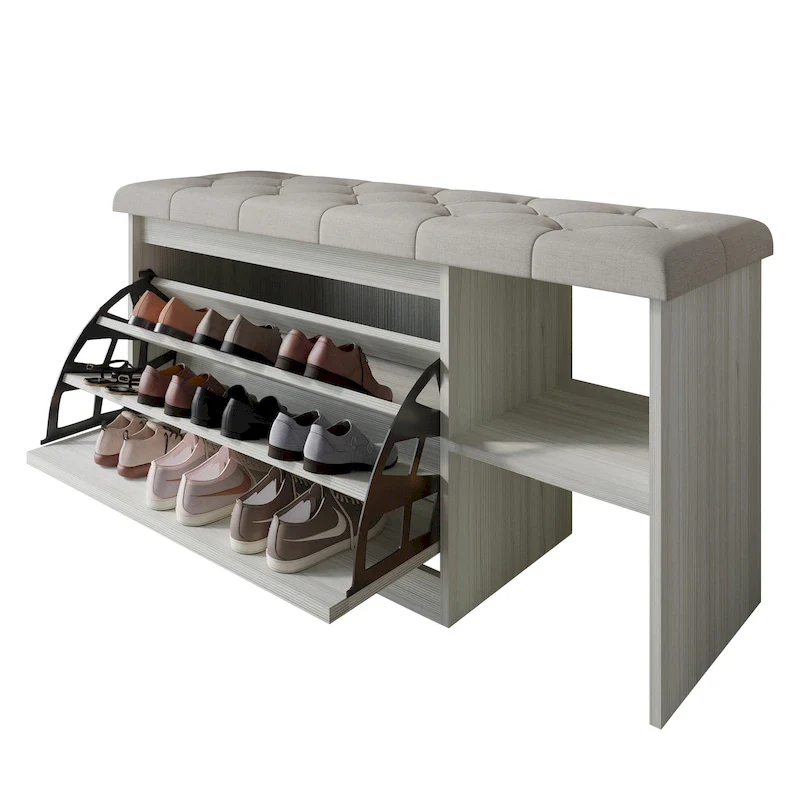 Multifunctional Flip-Drawer Storage Shoes Bench
