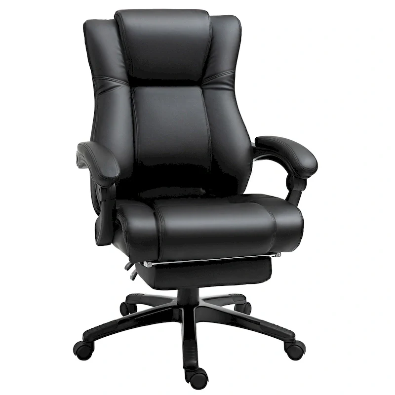 High Back Office Chair with Adjustable Height and Retractable Footrest