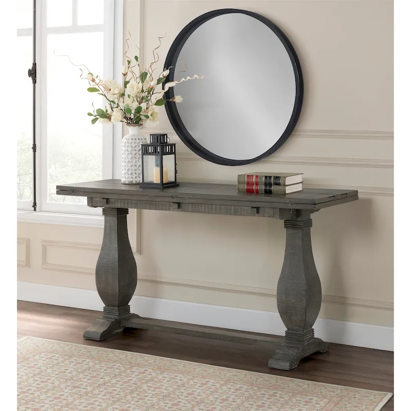 60 Solid Wood Pedestal Flip-top Sofa Console Table