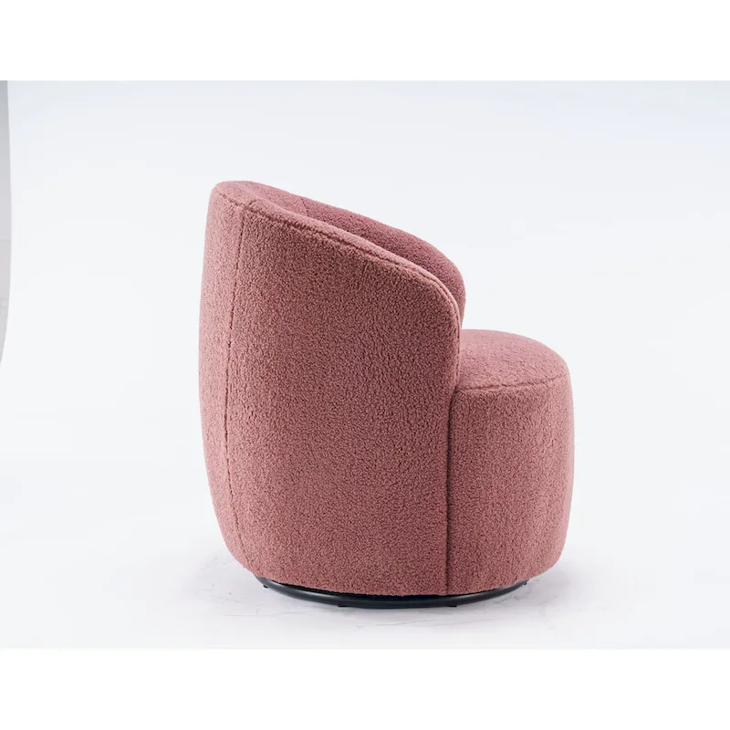 360° Swivel Barrel Accent Chair – Soft Teddy Fabric, Ergonomic Backrest