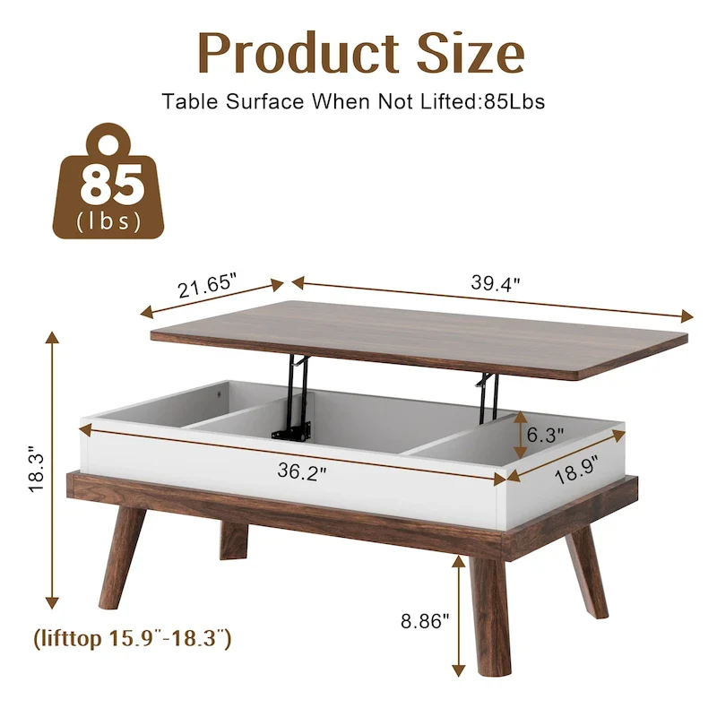 Futzca Wood Coffee Table with Hidden Compartment