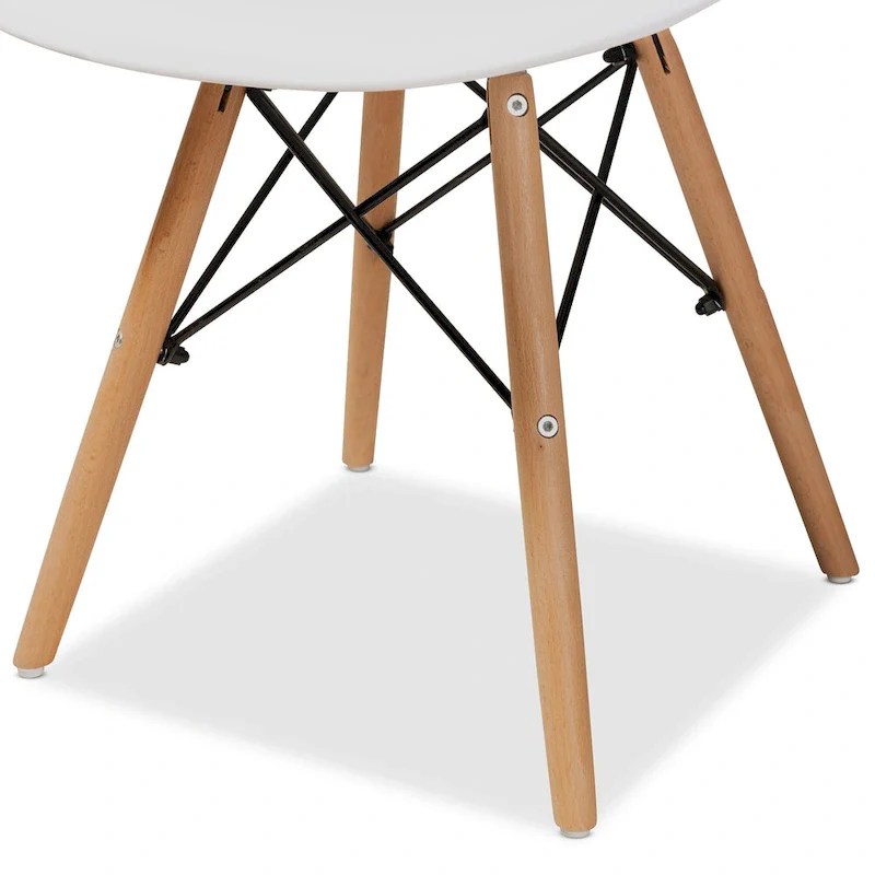 Beige Plastic and Wood Dining Chairs - Set of 4