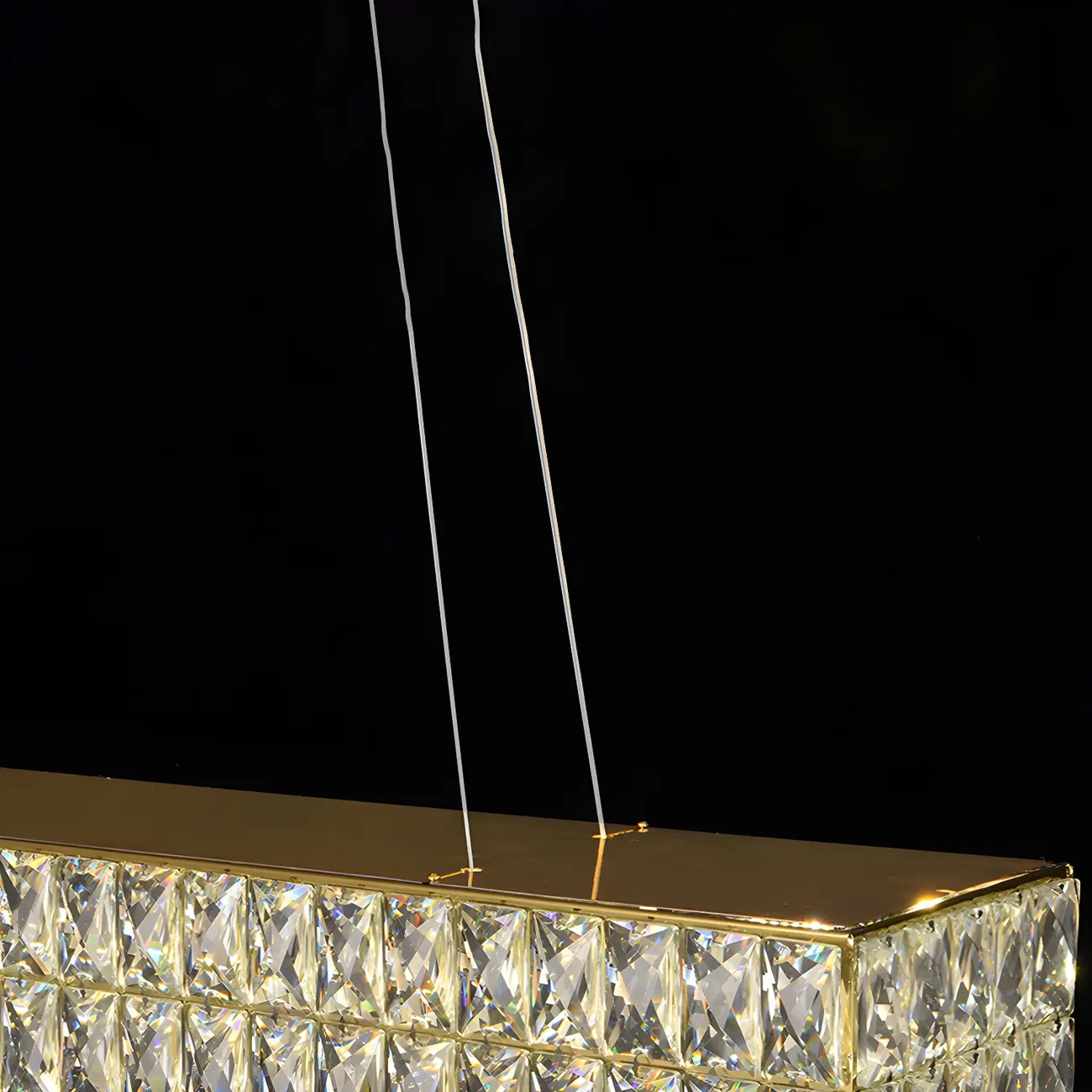 Modern Crystal Steel Rectangular Island Light