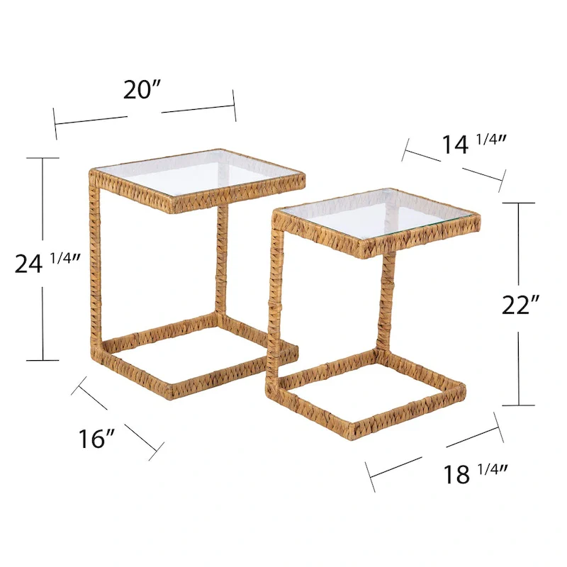 SEI Furniture Ivyside Coastal Natural Woven Fiber Glass End Nesting C Tables