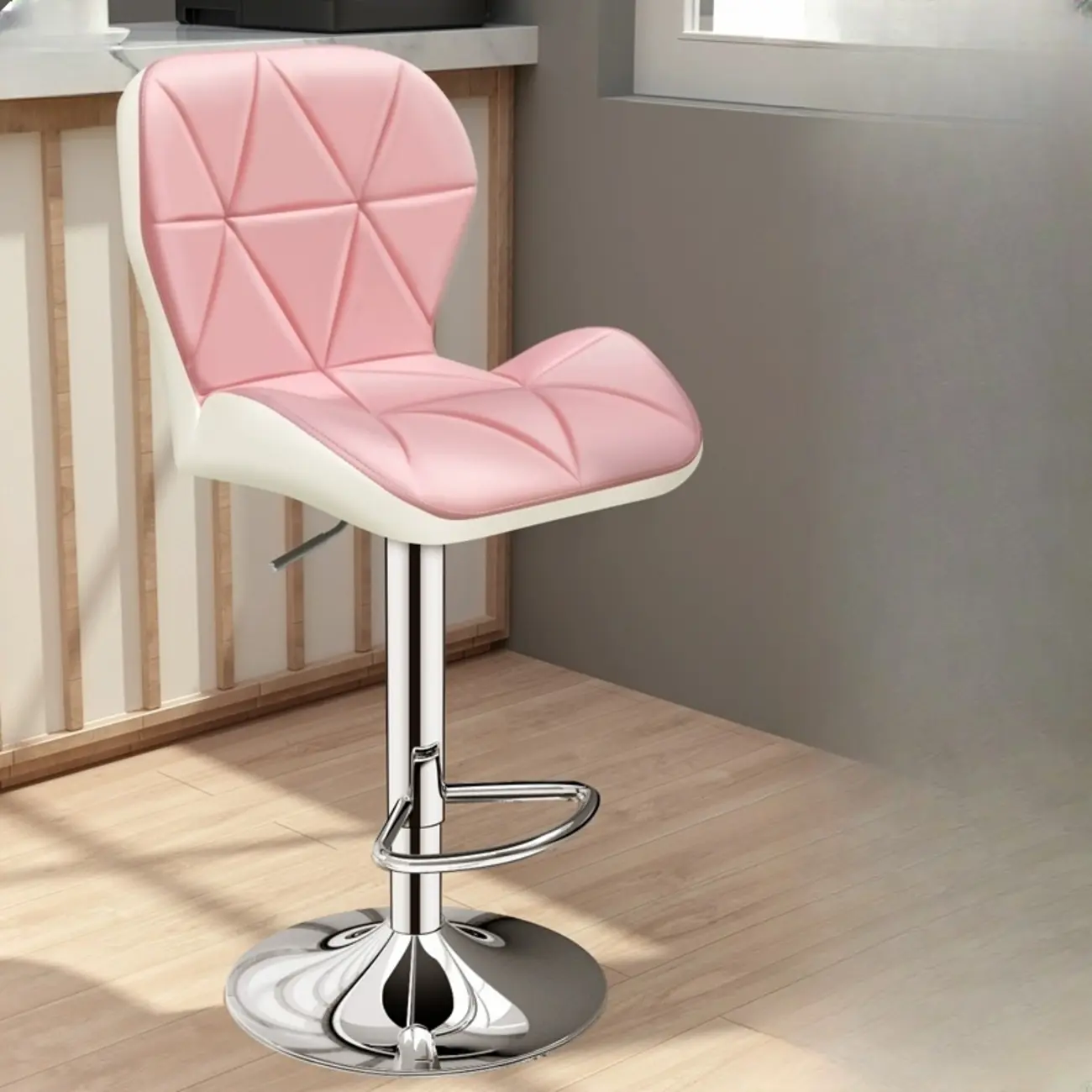 Square Adjustable Swivel Leather Bar Stools with Back