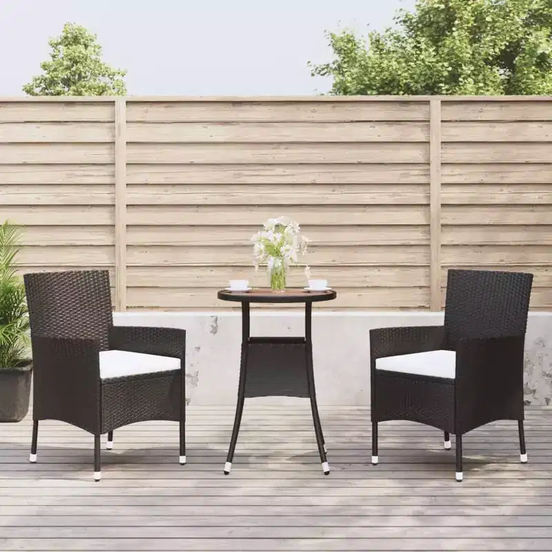 vidaXL Garden Bistro Set Poly Rattan Medium Modern Bistro Set