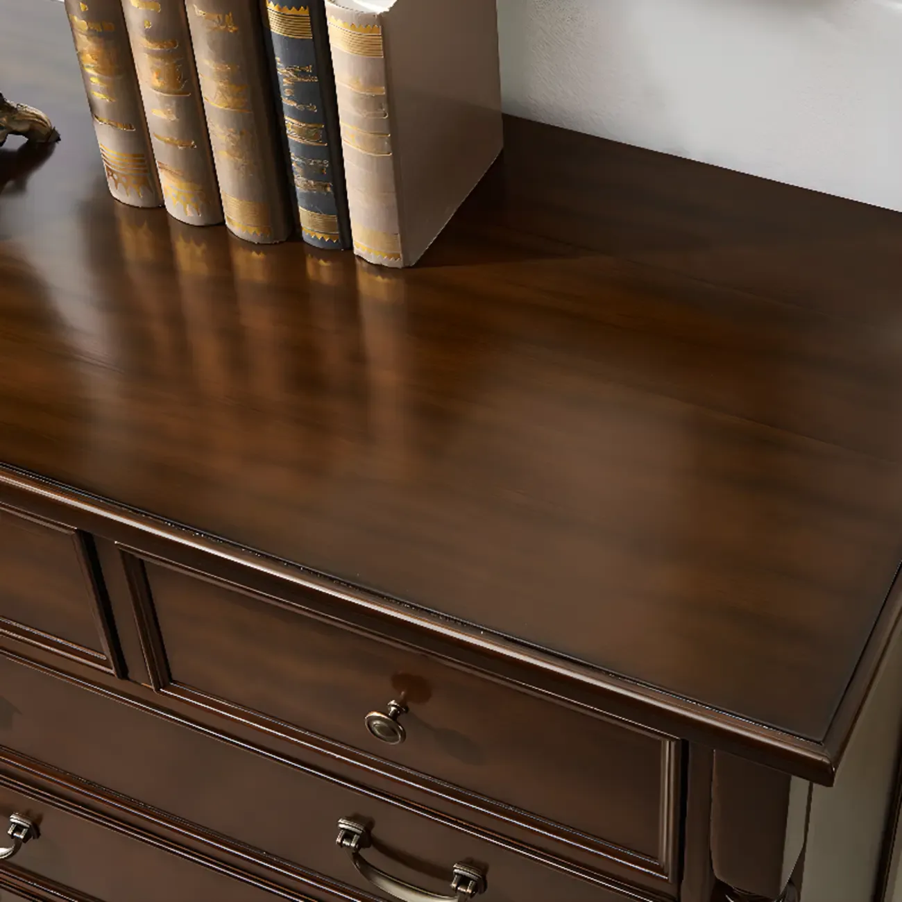 Classic Brown Wooden Double Dressers with 9-Drawers