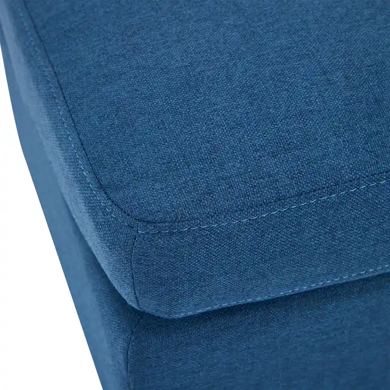 Upholstered Fabric Ottoman with Birch Wood Legs