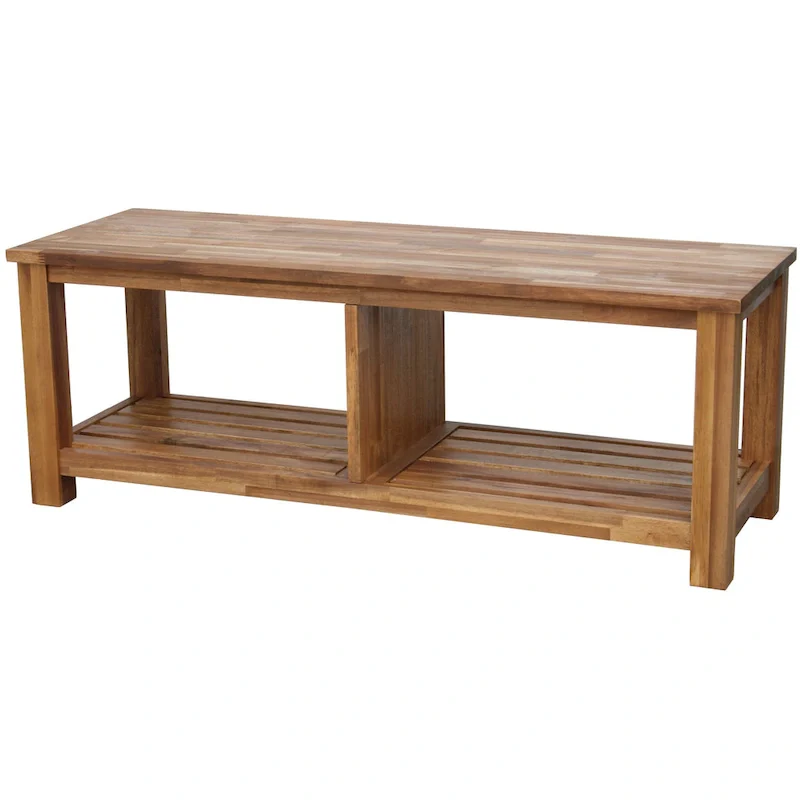 Brown / Drifted Sand / Alto Black Solid Acacia Wood TV Bench, Single
