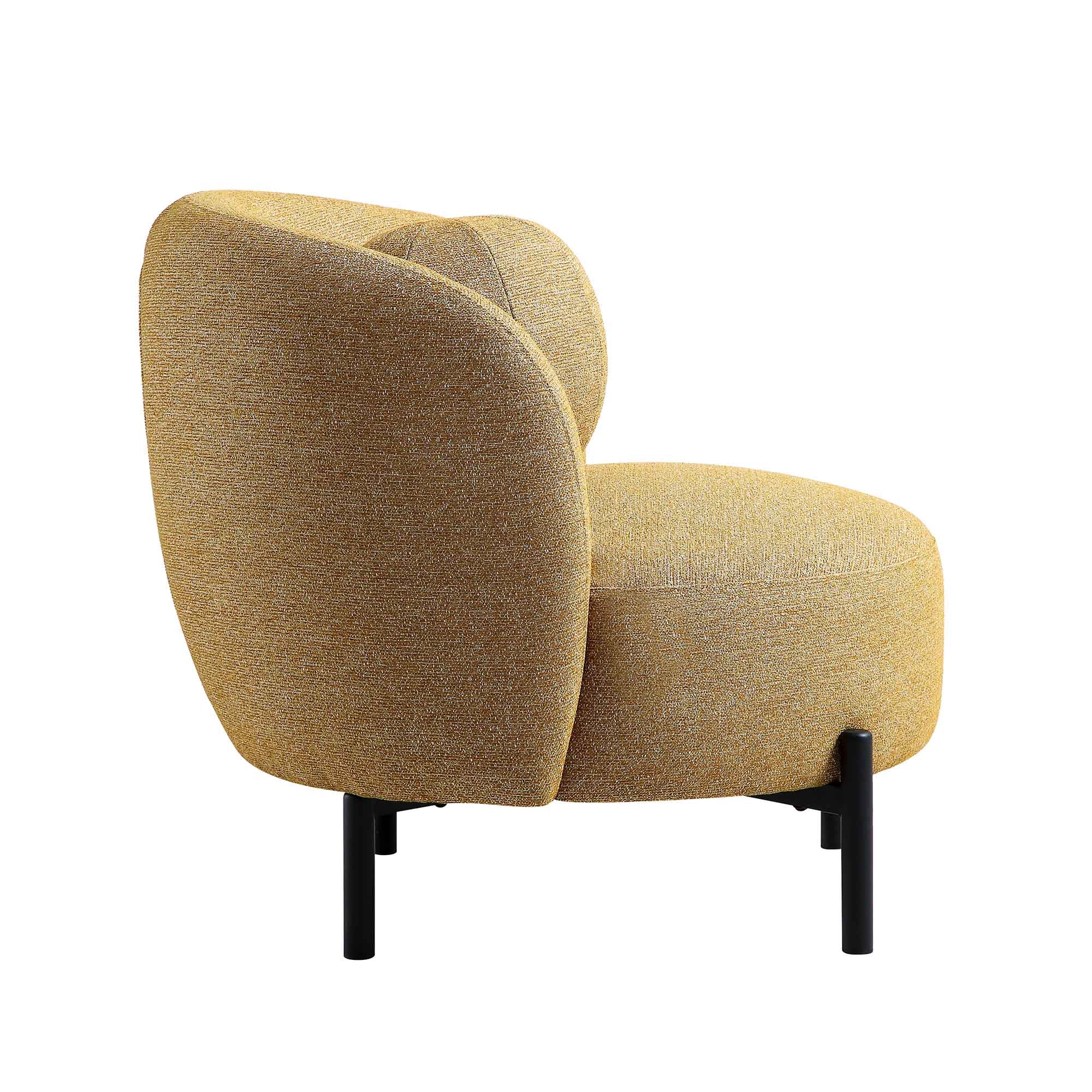 Armchair with Ball Cushion, Marigold Textured Fabric