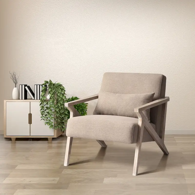 Upholstered Accent Armchair with Solid Wood Frame