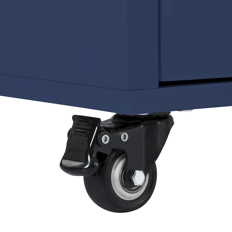 Kitchen Island Cart with Rubber Wood Top and Locking Wheels