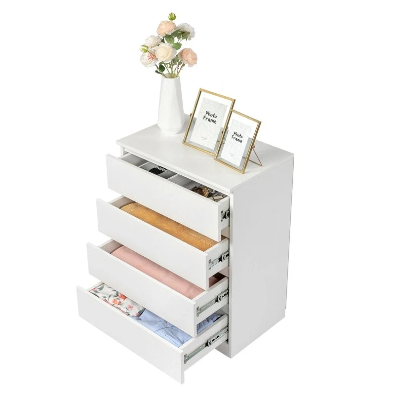 Black / White 4-Drawer Wood Dresser – Single