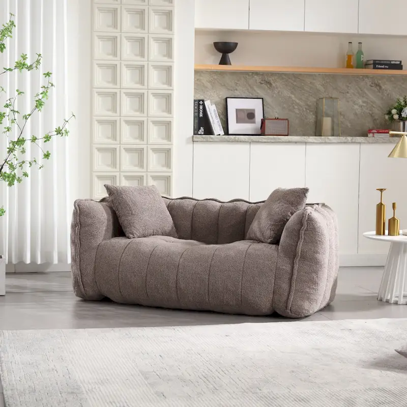 Modern 65-Inch Chenille Tufted Loveseat Accent Chair with High-Resilience Foam