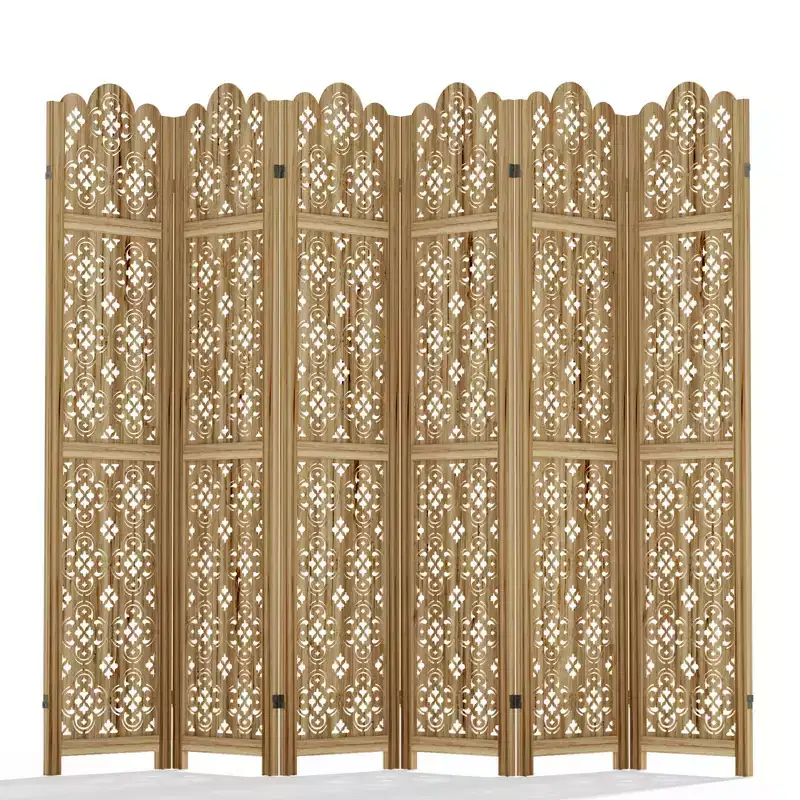 MAYEERTY 95*67 in Wood Room Divider Folding Privacy Screen Freestanding Partition for Indoor, 6-Panels, Brown