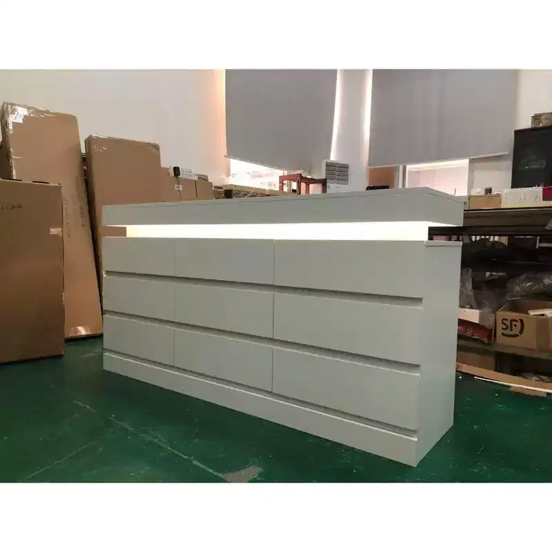 9-Drawer Storage Cabinet, Wooden Country-Style Bedroom Dressing Table, Vintage Design, Suitable for Bedroom, Living Room, Hallway, White