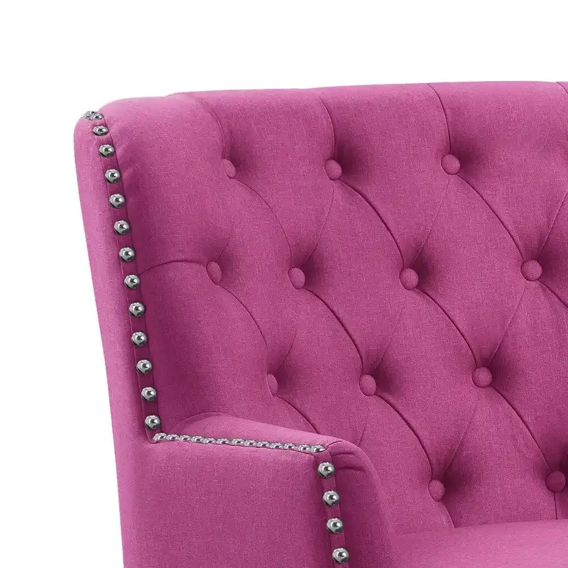 Moser Bay Mignon Velvet / Linen 30  Wide Tufted Wingback Accent Chair