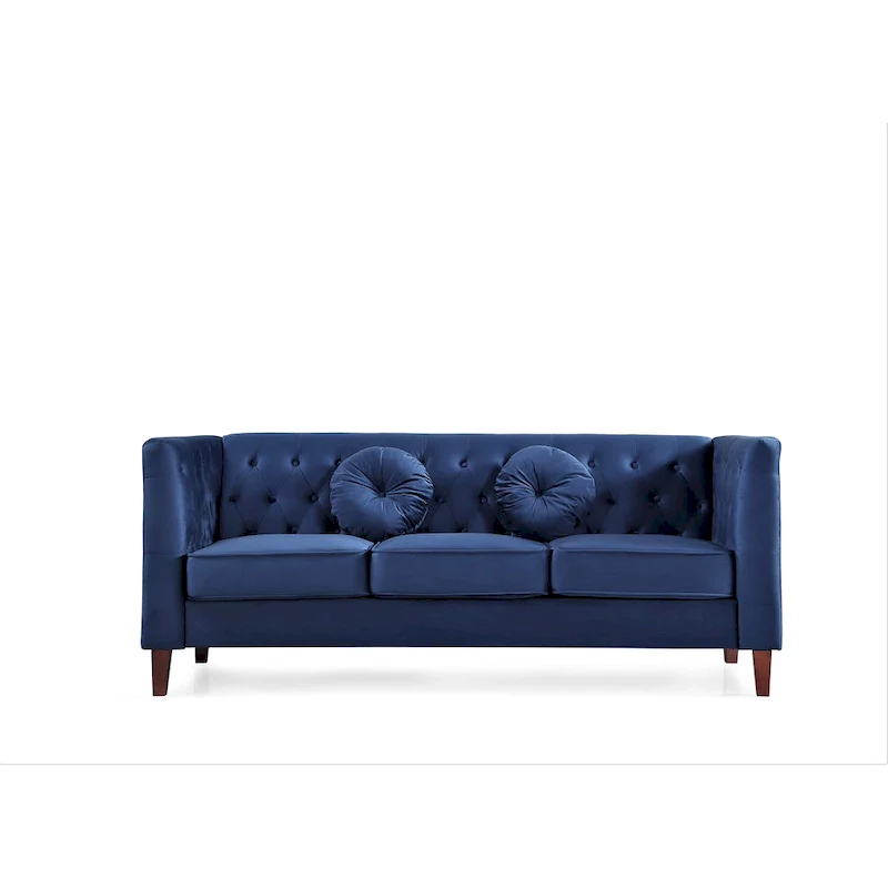 US PRIDE FURNITURE Velvet Classic Chesterfield Sofa with Wood legs