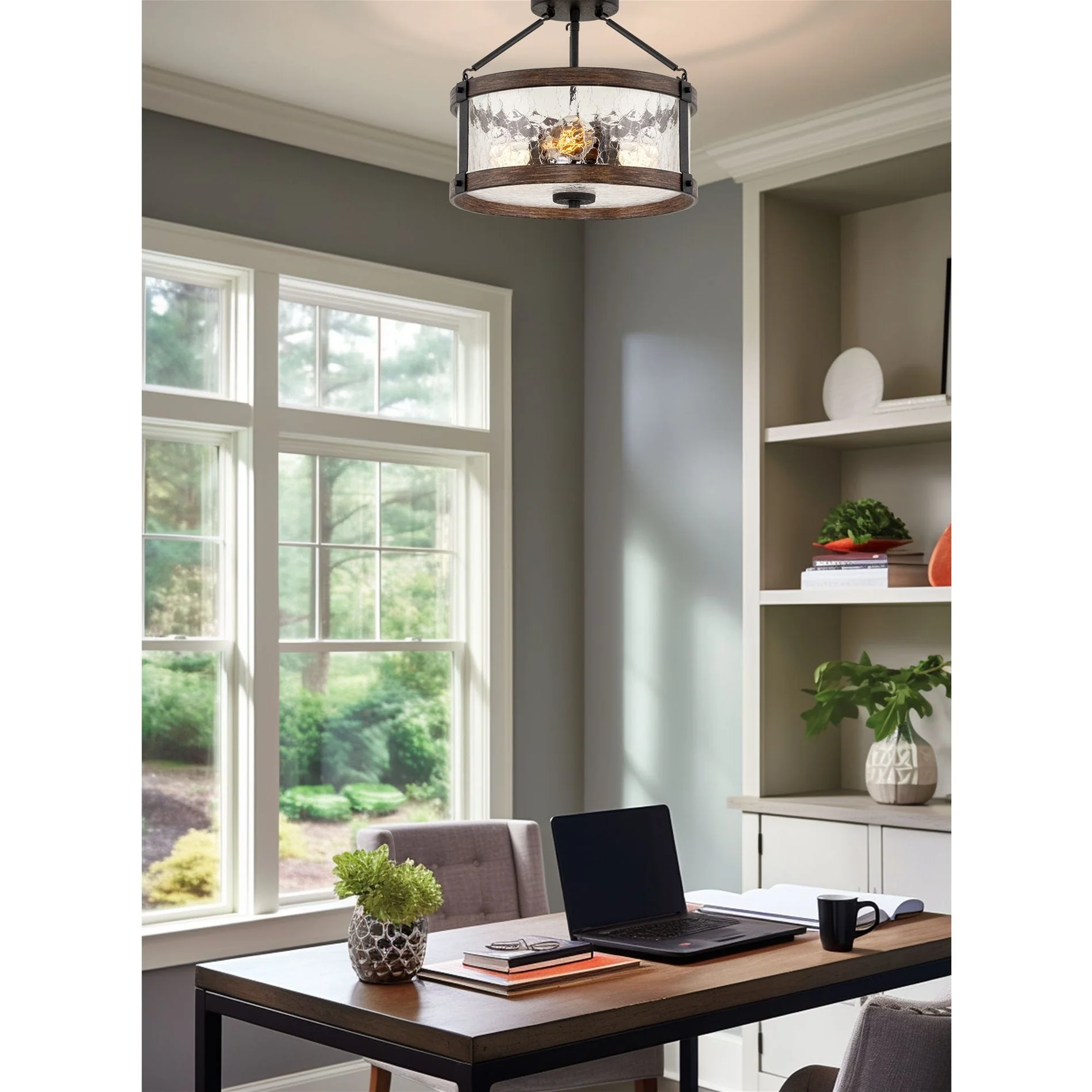 Hadley 14 3-Light Modern Farmhouse Semi-Flush Mount Ceiling Light