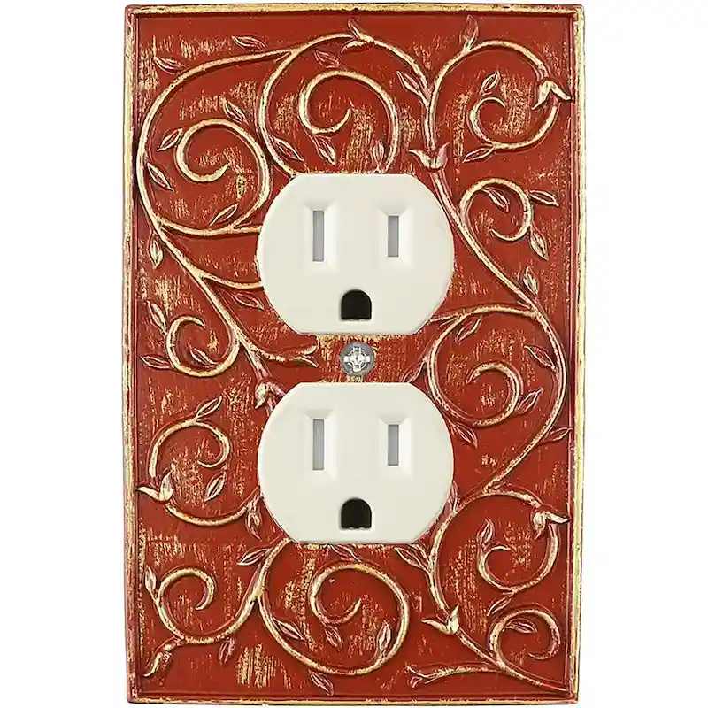 Meriville French Scroll Electrical Outlet Wall Plate Cover, Hand Painted