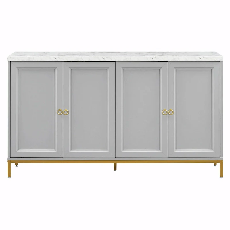 Contemporary Sideboard with Spacious Storage, Metal Handles