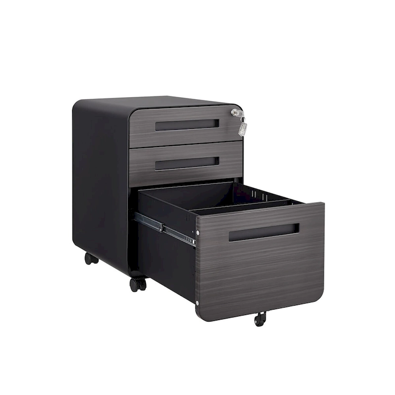 3-Drawer Mobile File Cabinet with 5 Wheel and Lock