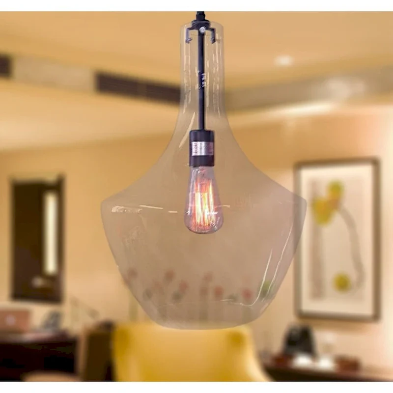 Love 1-light Adjustable Cord Glass Pendant Includes Edison Bulb