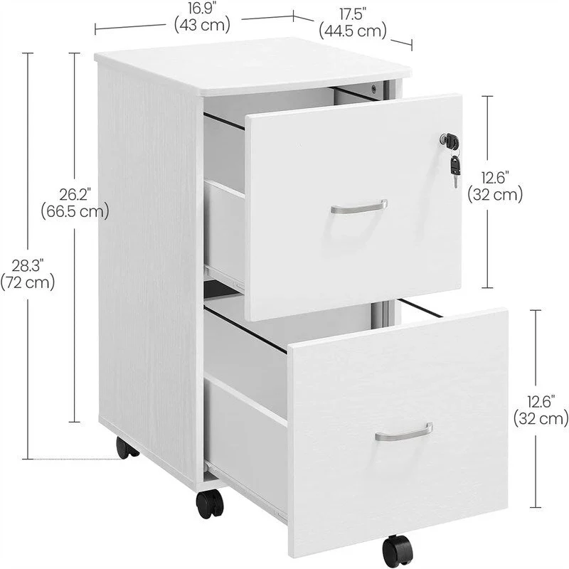 2-Drawer File Cabinet - 16.9D x 17.5W x 28.3H