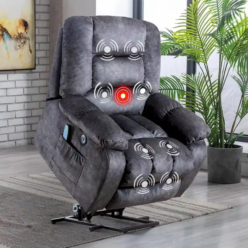 Power Lift Massage Recliner Chair, Bronze/Grey/Brown, Single Seat