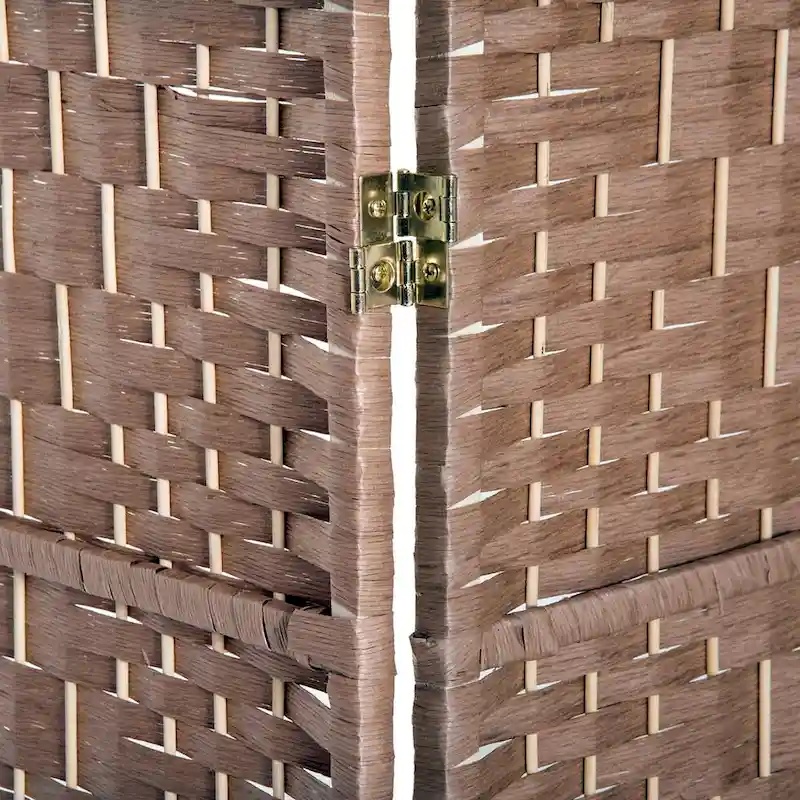 6' Tall Wicker Weave 4 Panel Room Divider Privacy Screen - Natural