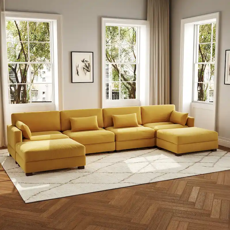 U Shaped Couch Sectional Sofa with Ottoman