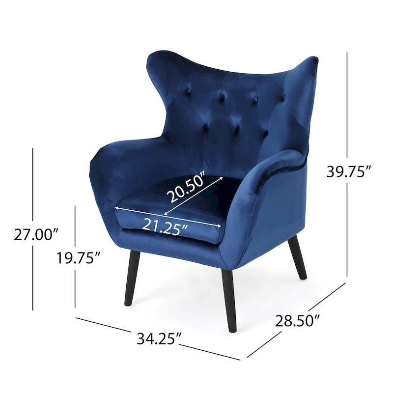 34.25 Velvet Wingback Arm Chair