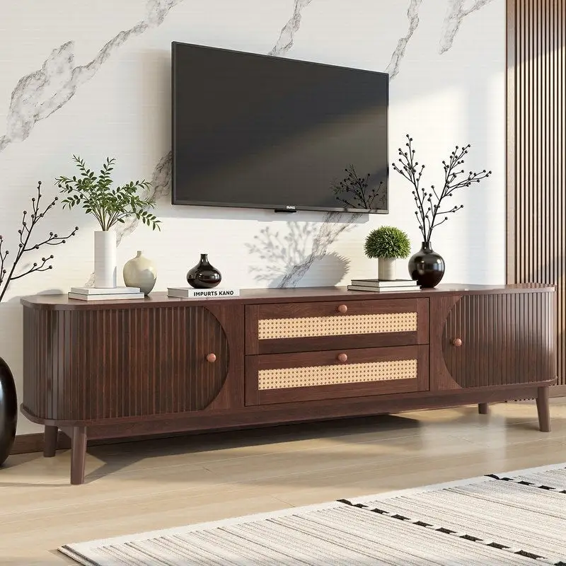 Rattan TV Stand for TVs Up to 75