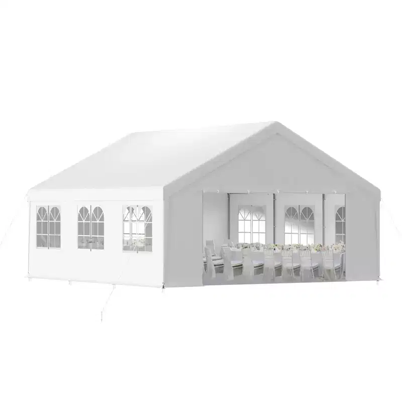 Aoodor 20 x 20 FT. Marquee Party Tent with Church Window Sidewalls ,Waterproof Pavillion Tent ,Outdoor Event Tent,Wedding Party Tent