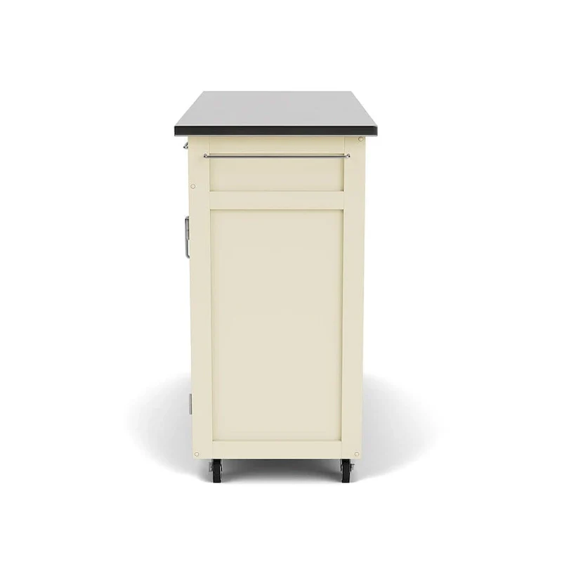 Copper Grove Puff Island White Finish with Stainless Steel Top Kitchen Cart