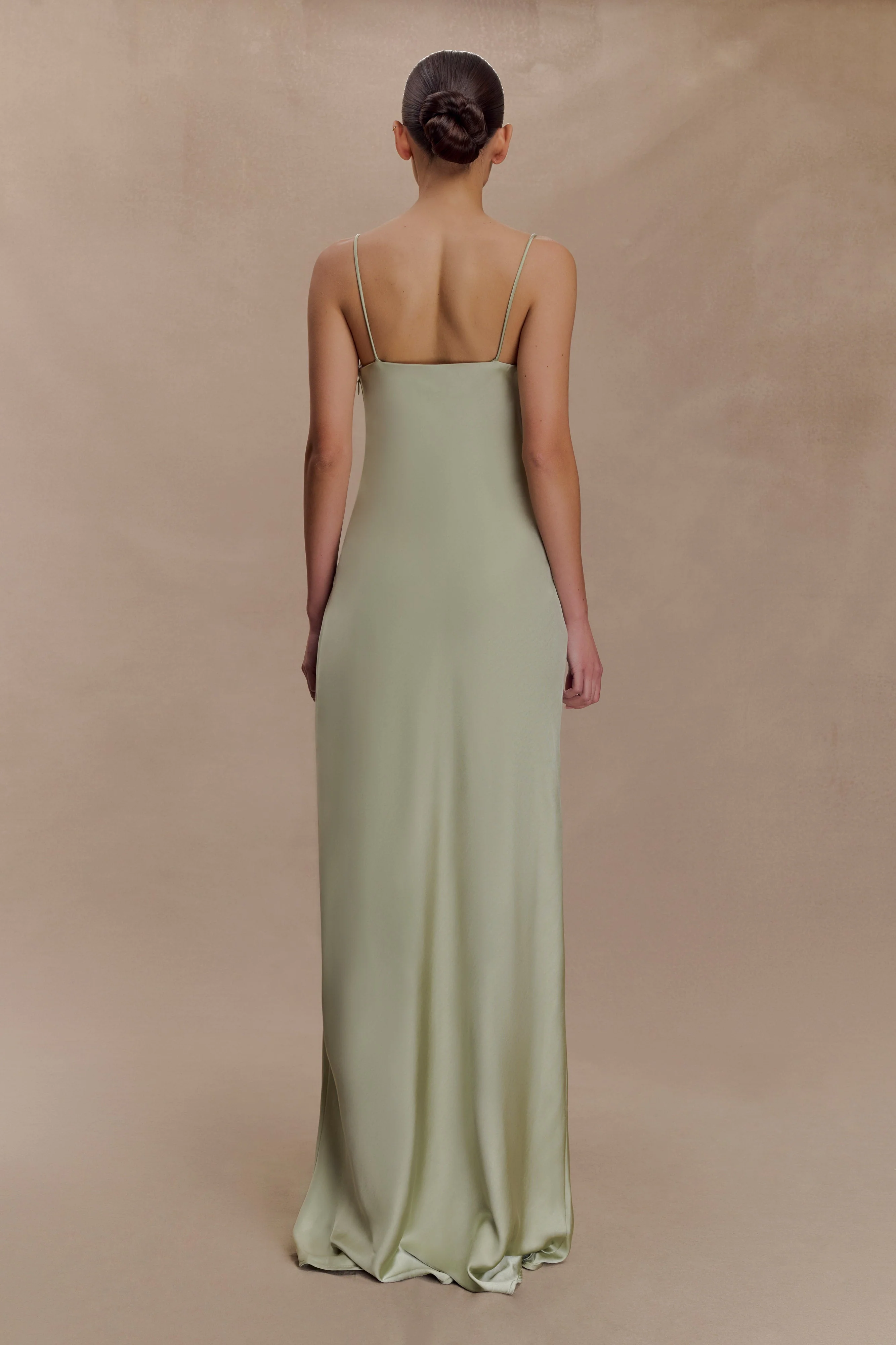 Isadora Lace & Satin Maxi Dress - Sage