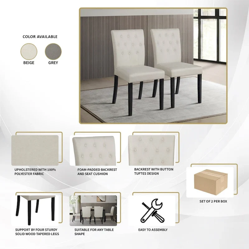 CraftPorch Glam 7-Piece Wooden Dining Chair