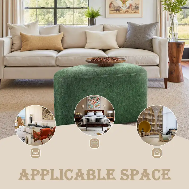 Triangular Chenille Fabric Pouf Ottoman