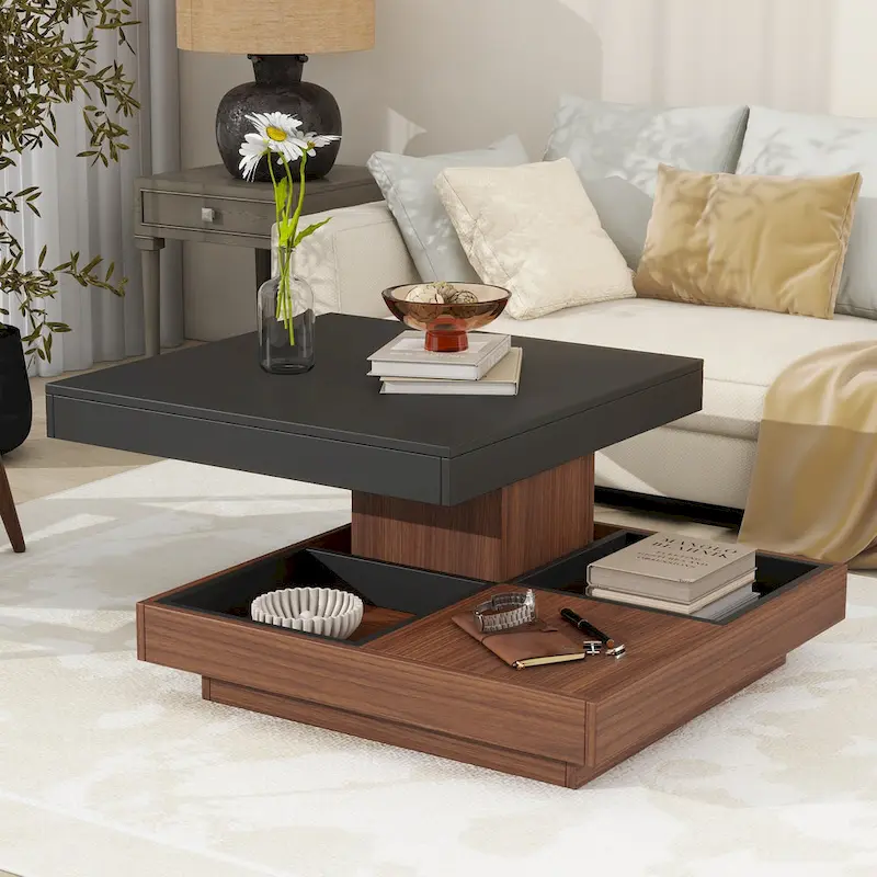 Modern Square Rotating Coffee Table