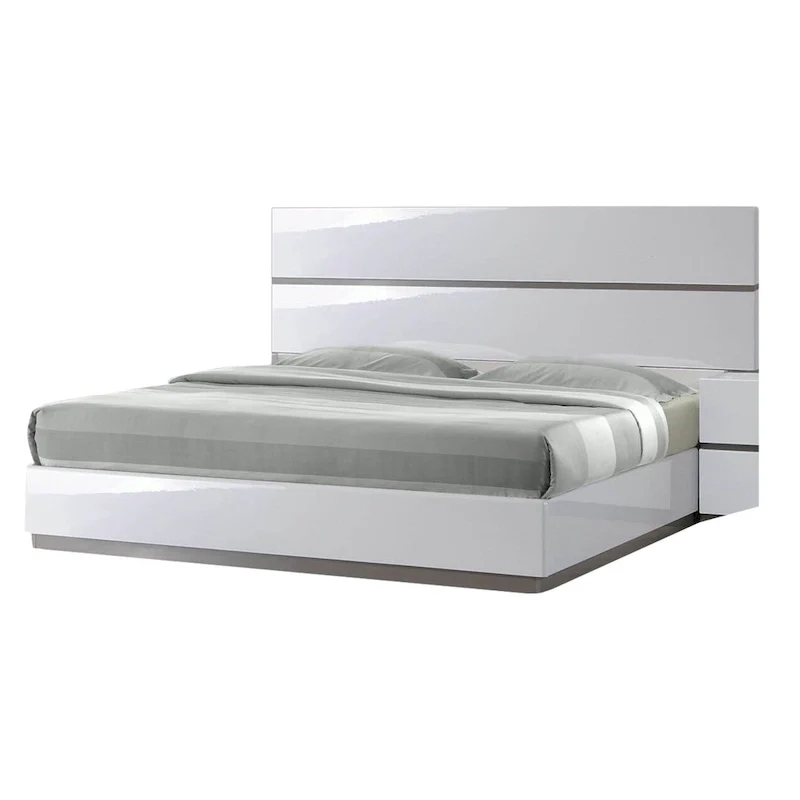Somette Mehdi Modern Gloss White/ Grey Bed