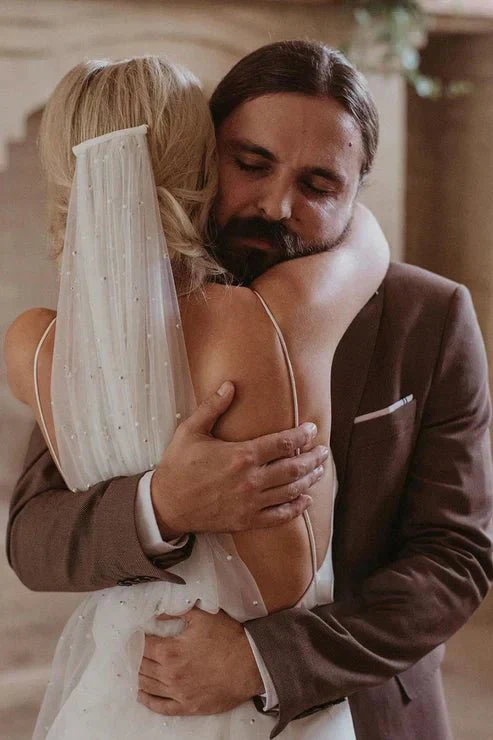 Spaghetti Straps V-neck Simple Beach Wedding Dress