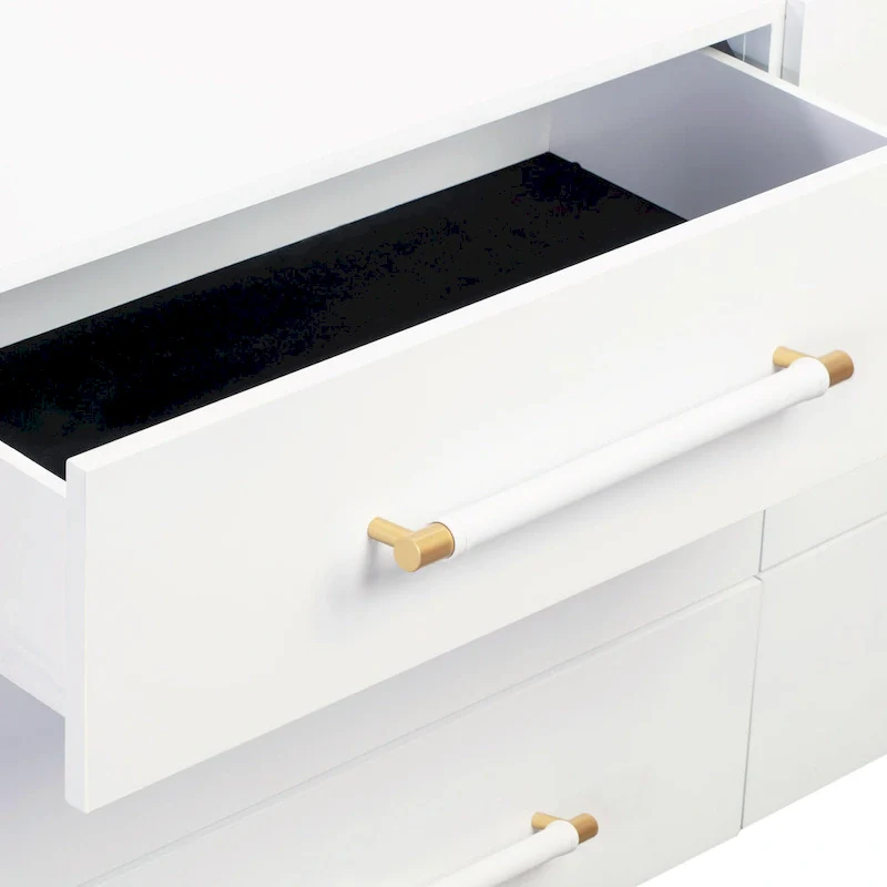 White / Grey / Black 6-Drawer Dresser, Single