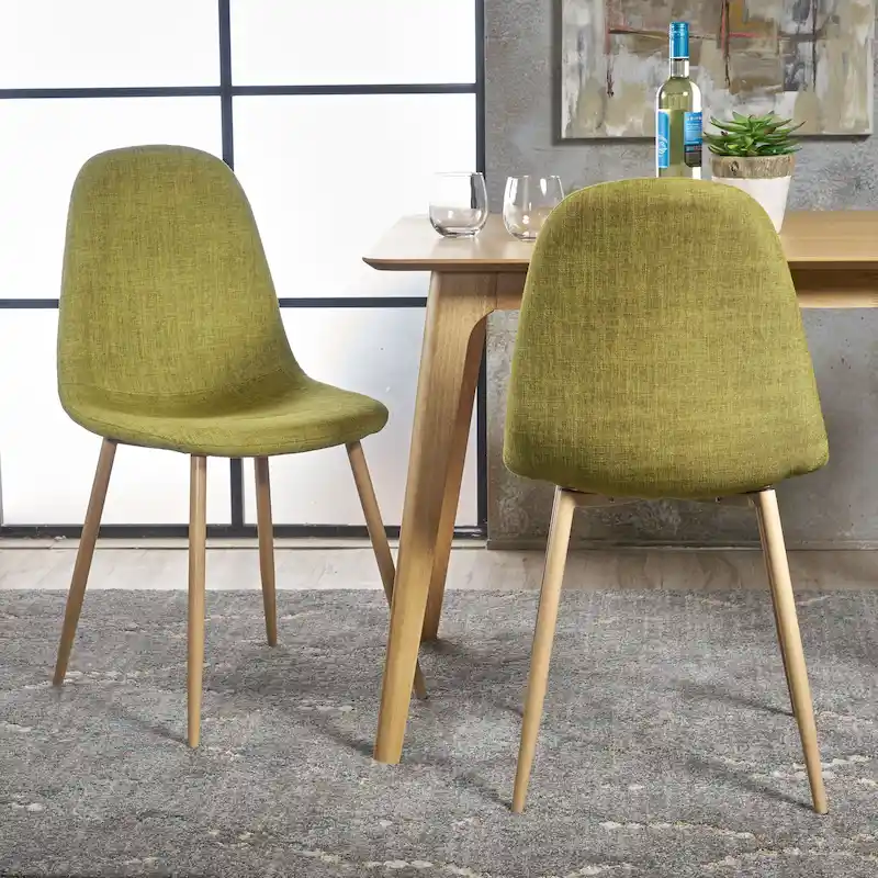 Green / Grey / Blue Mid-Century Fabric Dining Chair, Set of 2