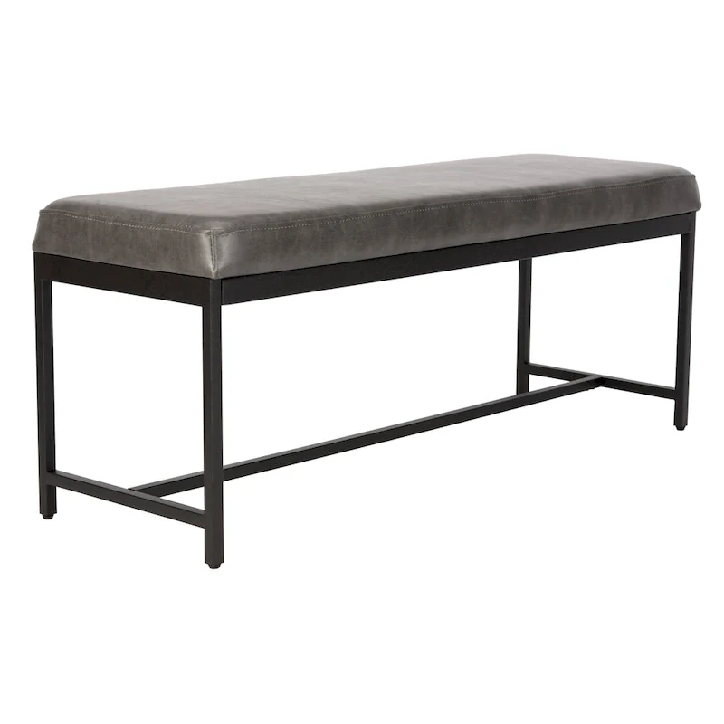Brown Faux Leather Bench with Metal Legs
