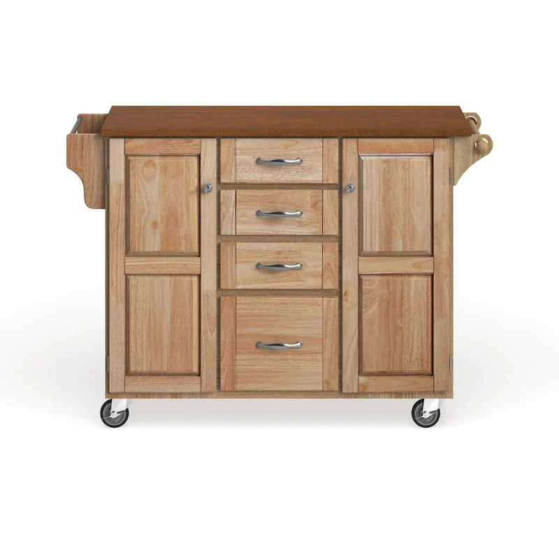 Copper Grove Puff Island Natural Finish 4-drawer Kitchen Cart