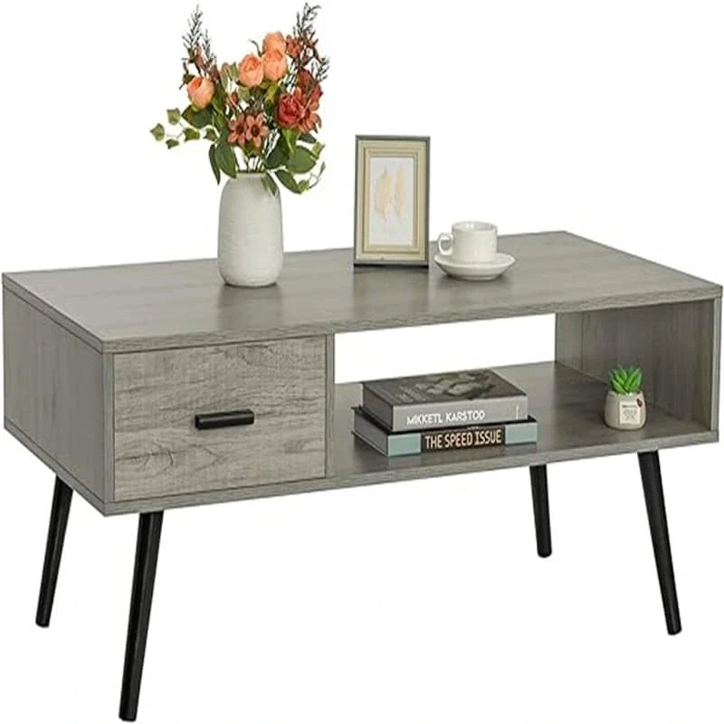 A coffee table with drawers