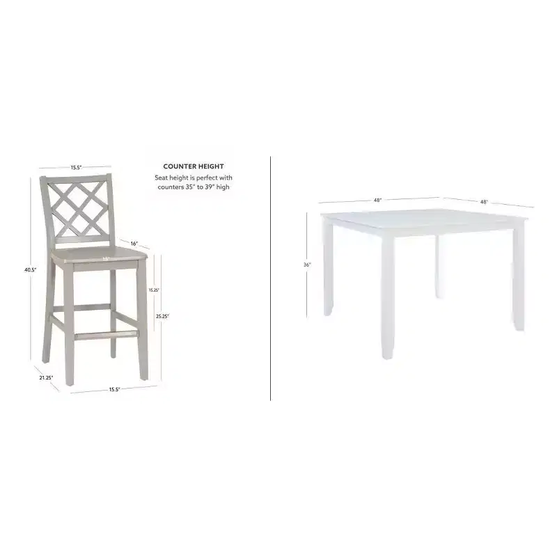 Powell 5pc Shelby Square Counter Height Dining Set Gray