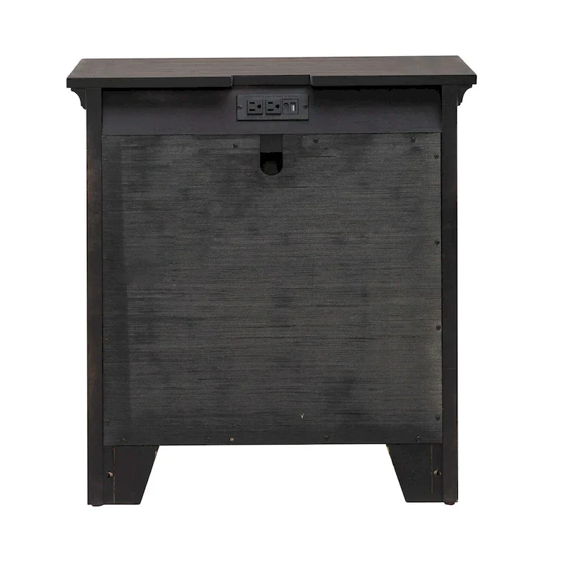 Saddle Brown Wood 3-Drawer Nightstand with Charging Station