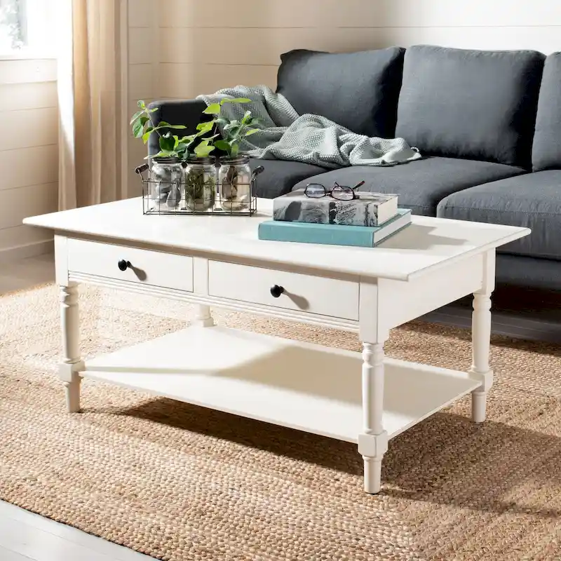 SAFAVIEH Bama Grey 2-Drawer Coffee Table - 41.7 W x 21.7 D x 18.5 H - 42Wx22Dx19H